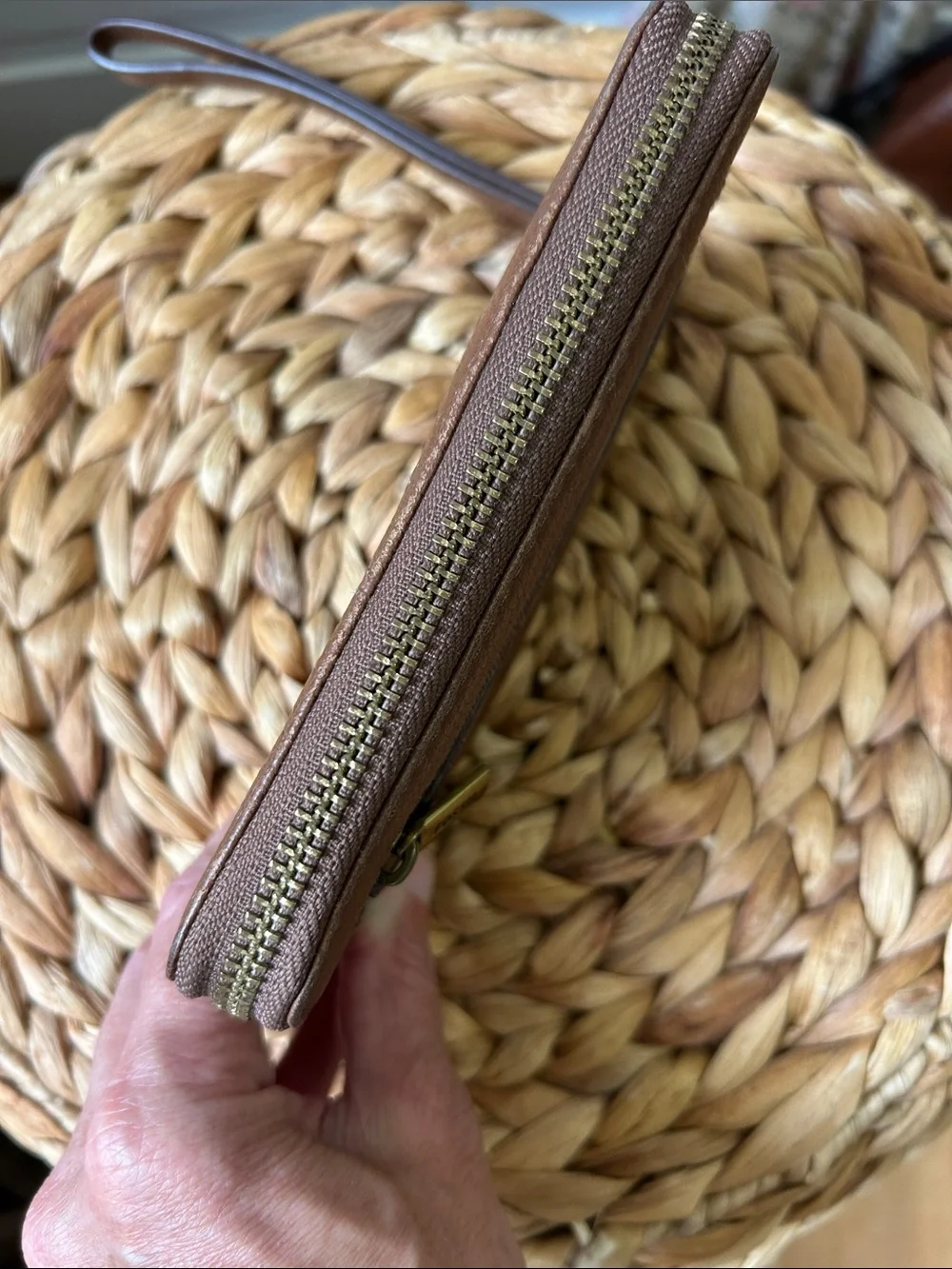 Fossil Brown Pebbled Leather Wristlet